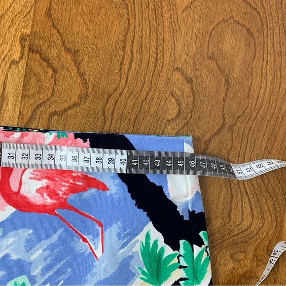 Talbots Skirt Tropical Flamingo Flowers Beach Hawaiian Sz 14 Vibrant Cotton - Picture 6 of 10